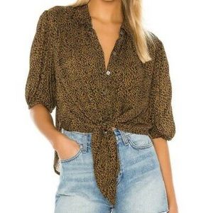 Free People Celia Printed Tie-Front Blouse, size M